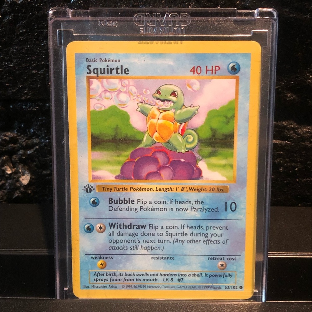 1st Edition Base Set Shadowless Squirtle 63/102 - Lightly Played